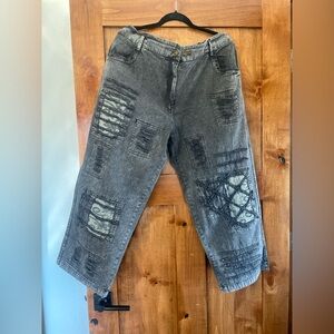 Distressed Gray Women's Straight Leg Jeans